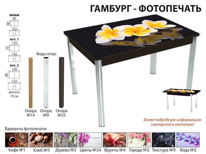 стол обеденный гамбург фотопечать в Барнауле