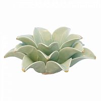 подсвечник керамический в виде лотоса с золотыми лепестками flower lotus pale green medium, 12 см в Барнауле