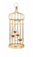 подсвечник-фонарь золотой на 4 свечи клетка shabby, 58 см в Барнауле