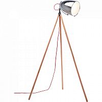 торшер chromatic tripod хром на деревянном основании в Барнауле