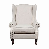 кресло мягкое с ушами белое collins wingback chair в Барнауле