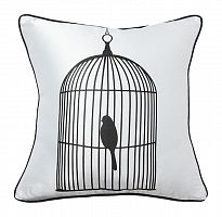 подушка с птичкой в клетке birdie in a cage white в Барнауле