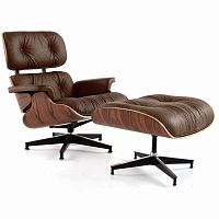 кресло eames style lounge chair & ottoman premium коричневое в Барнауле