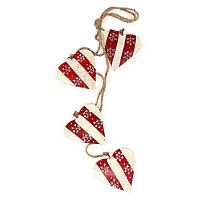 гирлянда новогодняя подвесная сердца в красную полоску со снежинками christmas hearts, 60 см в Барнауле