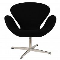 кресло arne jacobsen style swan chair черная шерсть в Барнауле