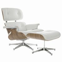 кресло eames style lounge chair & ottoman белое в Барнауле