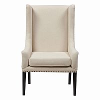 кресло мягкое с ушами белое nailhead fabric armchair в Барнауле