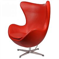 кресло arne jacobsen style egg chair кожа красное в Барнауле