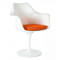 кресло tulip armchair бело-оранжевое шерсть в Барнауле