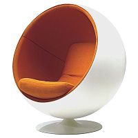 кресло eero ball chair бело-оранжевое в Барнауле