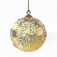 шар новогодний золотой с мраморными чешуйками paper ball, 10 см в Барнауле