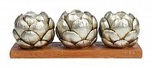 подсвечник сеербряный на 3 свечи на подставке шишки fir cone, 28 см в Барнауле
