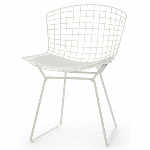 стул bertoia side кожаный standart белый в Барнауле