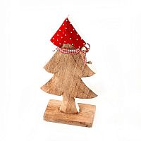 украшение новогоднее ель деревянная красная в горошек love tree, 28х12х6 см в Барнауле