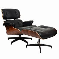 кресло eames style lounge chairчерное с коричневым в Барнауле