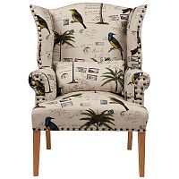 кресло мягкое с ушами quinn tufted armchair бежевое с рисунком в Барнауле